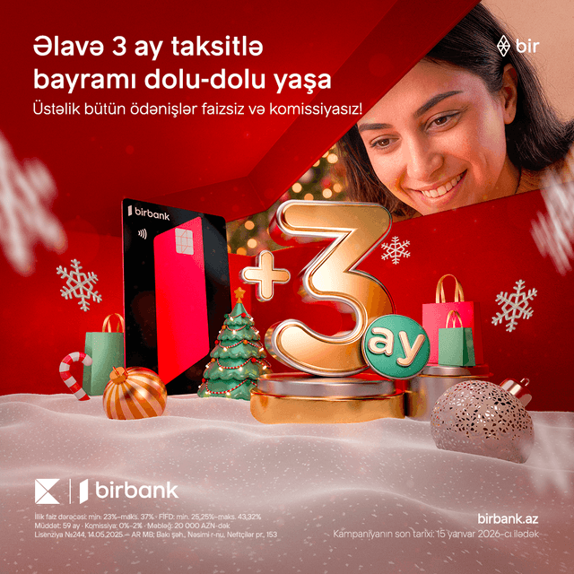 Birbank-dan 3 taksit hədiyyə