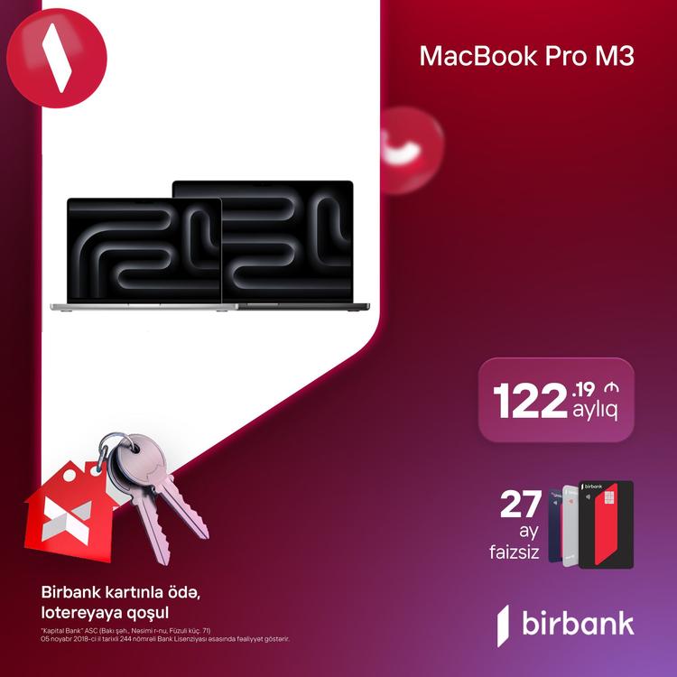 Yeni MacBook Pro M3 və iMac M3 modelləri 27 aylıq faizsiz taksitlə 