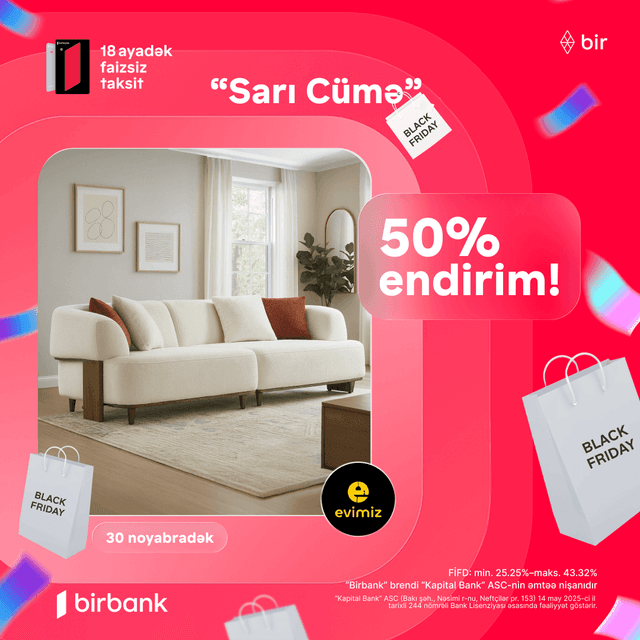 Evimiz-də 10 000-dən çox məhsulda tam 50% endirim!