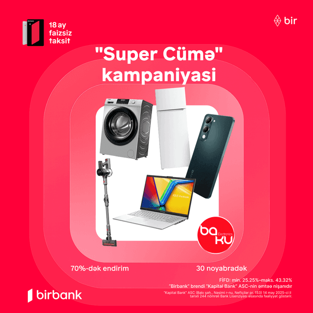 Baku Electronics-də 70%-dək endirimlərlə "Super Cümə" günlərini qaçırmayın!