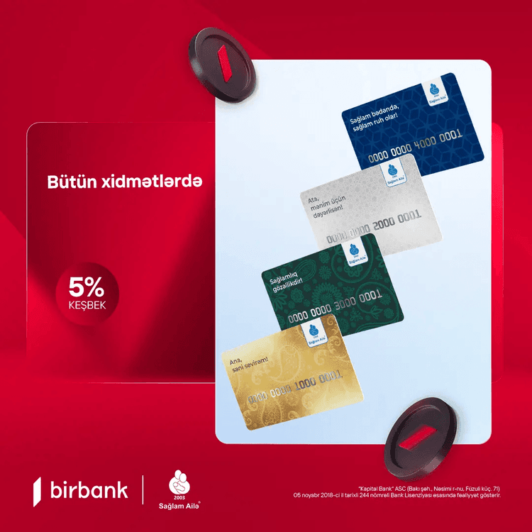 "Sağlam Ailə"nin yeni hədiyyə kartlarını əldə edin, 5% də keşbek qazanın!