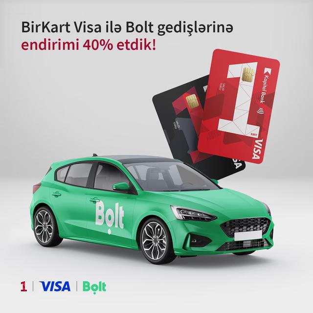 BirKart Visa kartları ilə Bolt gedişlərinə olan endirimi bir qədər də artırdıq