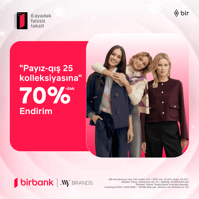 Qarderobunuzu 70%-dək qış endirimləri ilə yeniləyin!