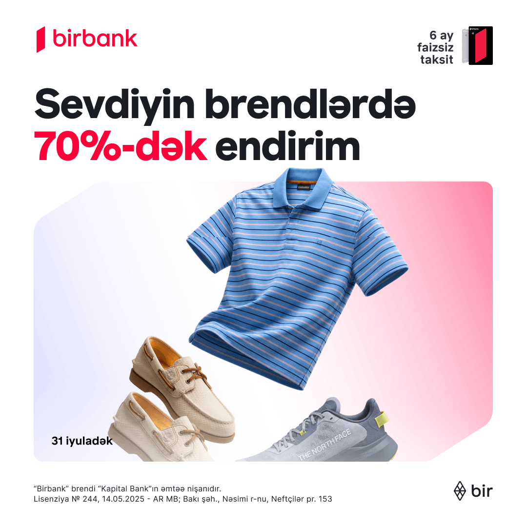 Mega Sport-da 70%-dək endirim və 6 ay faizsiz taksit!