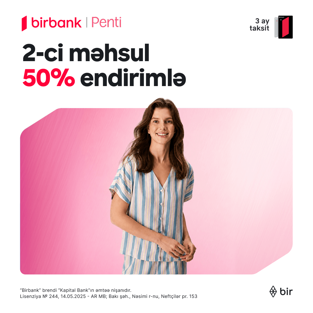 Penti-də ikinci çimərlik məhsuluna düz 50% endirim!