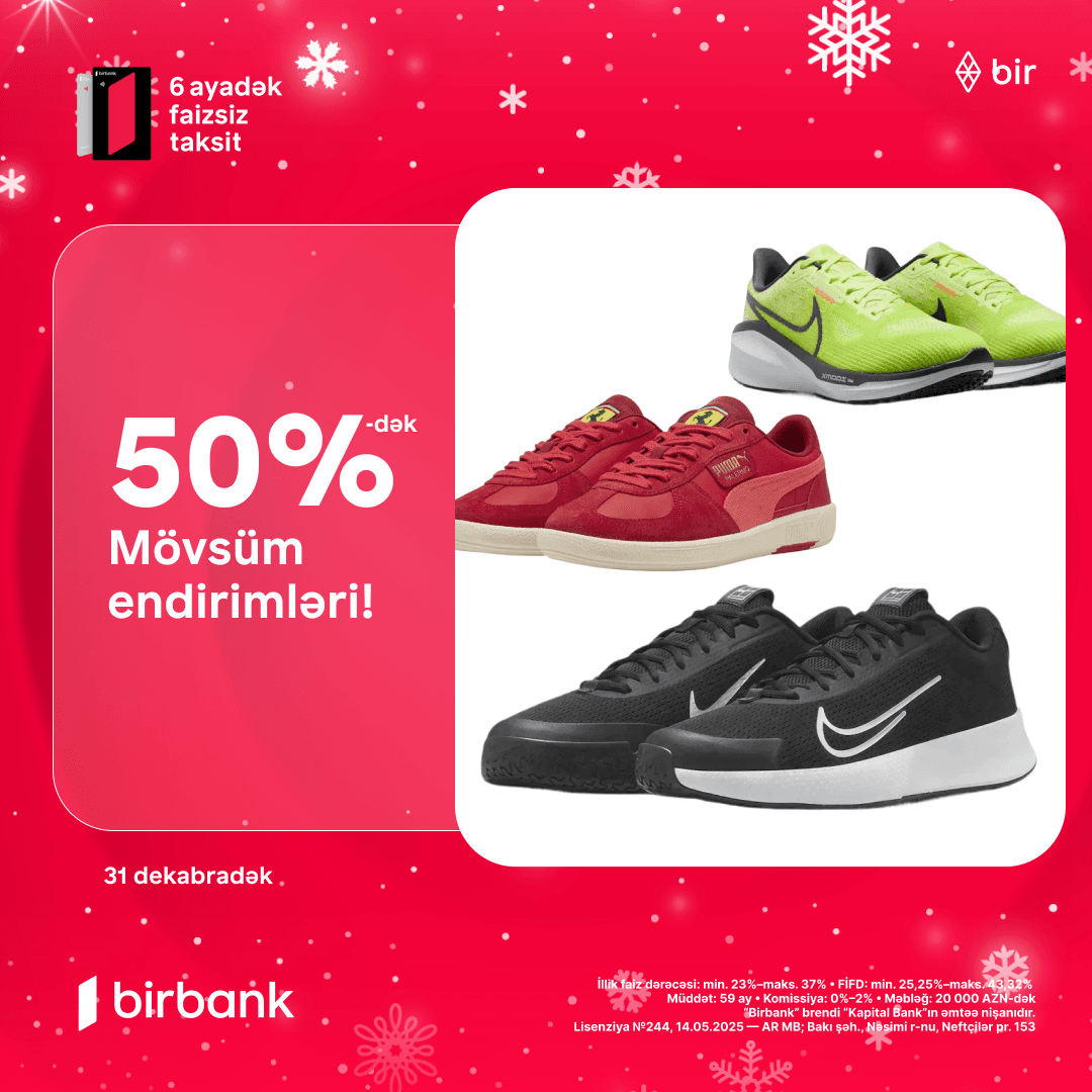İdman geyimlərində 50%-dək möhtəşəm endirimlər başladı!