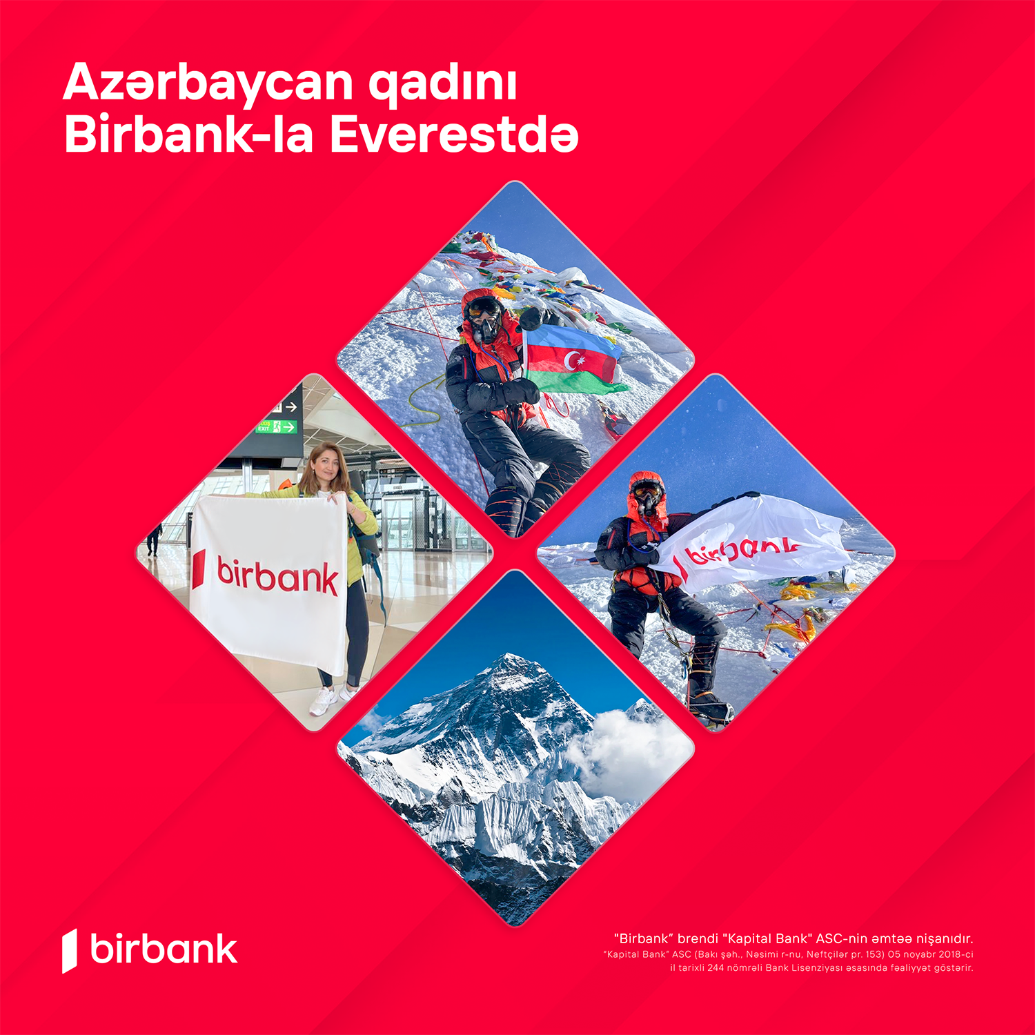 With the support of Birbank, Vafa Musayeva raised the Azerbaijani flag on the summit of Everest