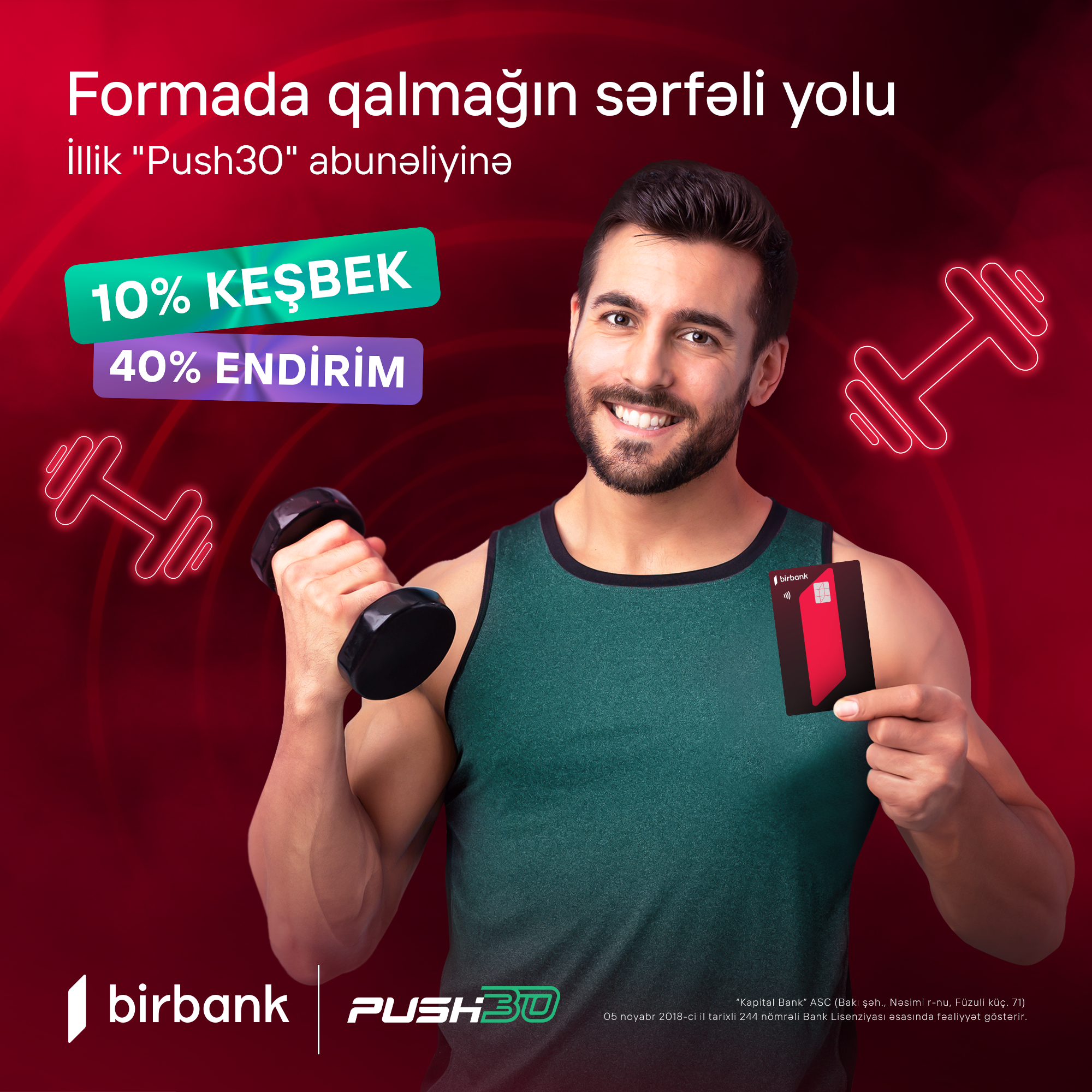 Get 10% cashback for annual PUSH30 subscriptions with Birbank cards