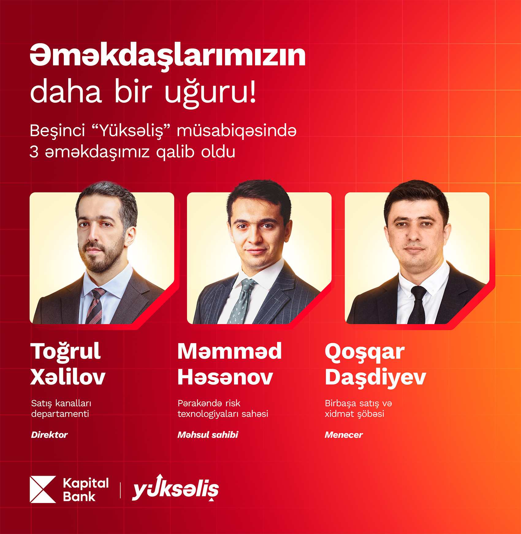 Трое сотрудников Kapital Bank среди победителей 5-го конкурса «Yüksəliş»